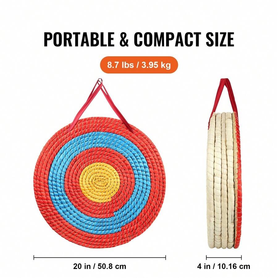 A 5-layer 20-inch target, a traditional solid straw round archery target.