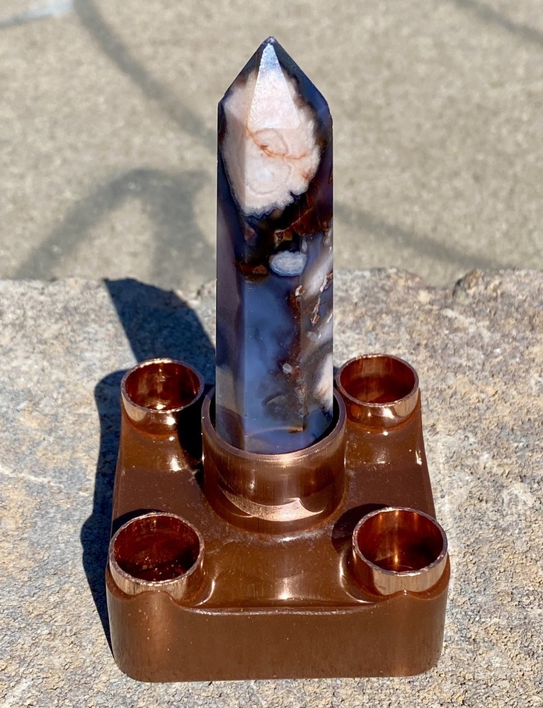 Orgone Cloudbuster with Blue Snowflake Flower Agate Scepter Point & Copper Pipe