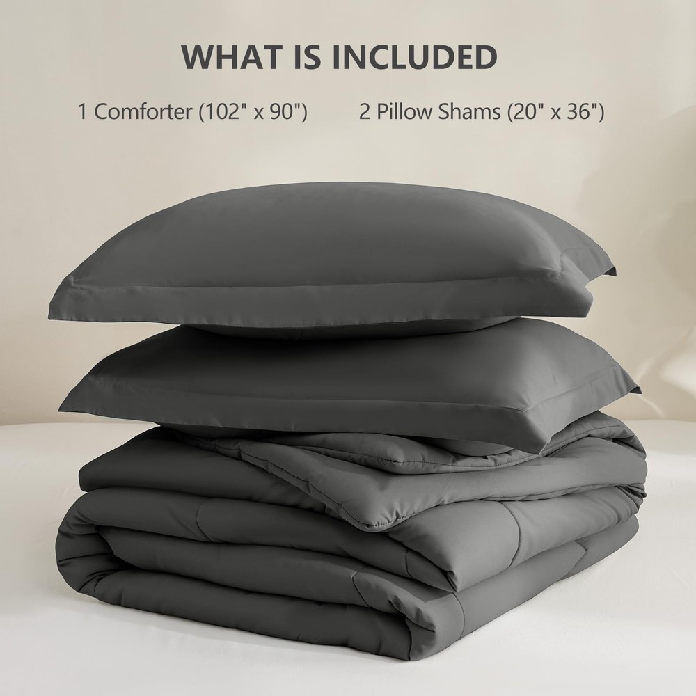 CozyLux King Size Comforter Set - Dark Grey King,