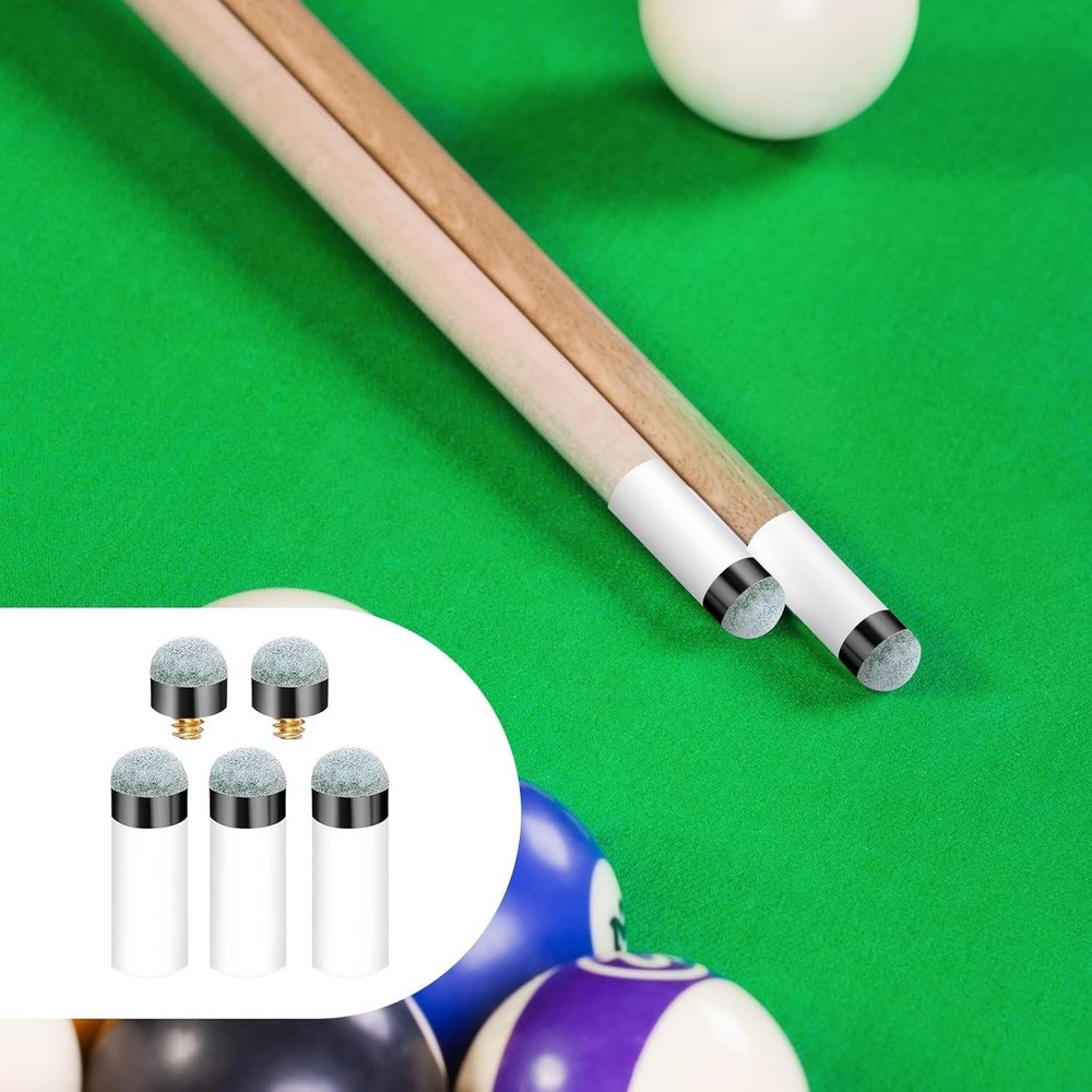 10 Sets Screw on Pool Cue Tips Replacement Billiard Cue Tips with White Pool...