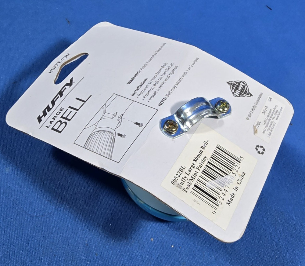 HUFFY LARGE BLUE BIKE BICYCLE BELL 3" DIAMETER - SINGLE DING PER PULL
