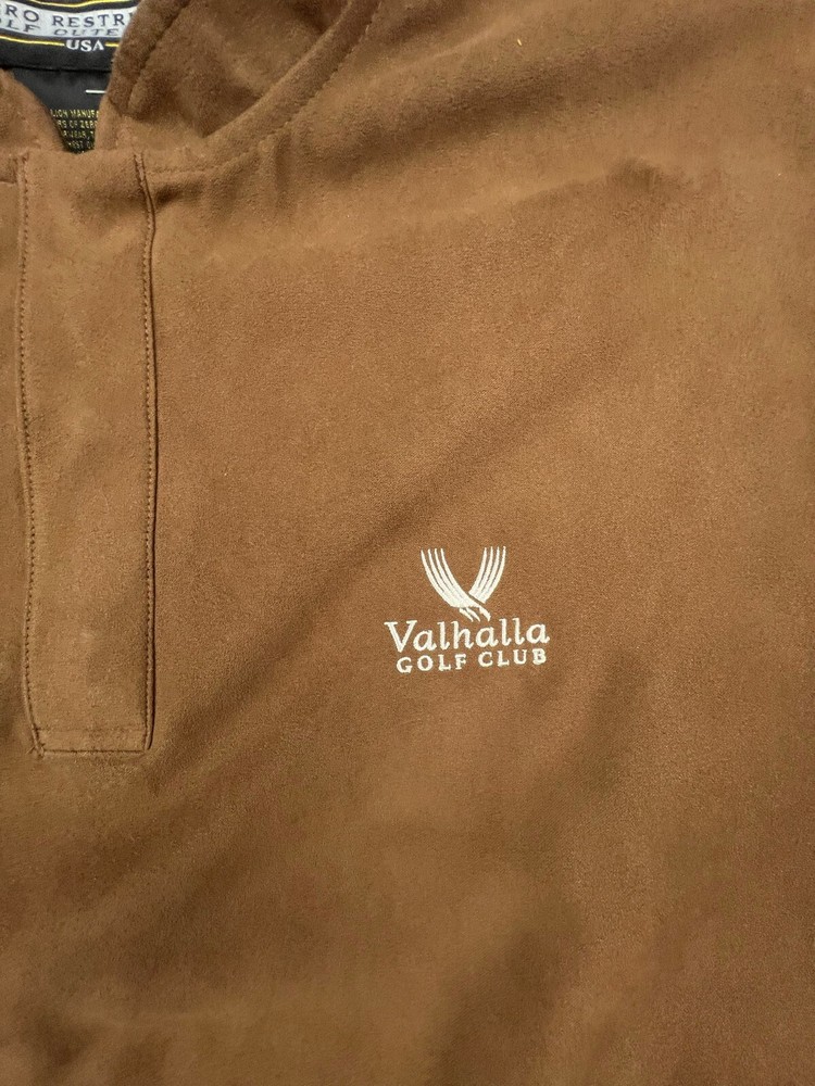 Zero Restriction Brown Microsuede Mens Golf Jacket Valhalla Golf Large 1/4 Snap
