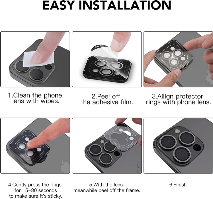 2 Pack For iPhone 16 Pro Max/16 Pro/16 Plus/16 Metal Ring Camera Lens Protector
