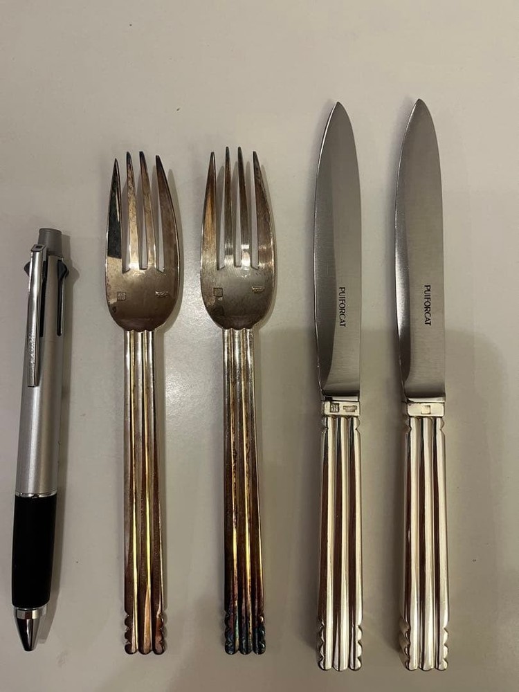 Puyforcat dessert knife and fork set