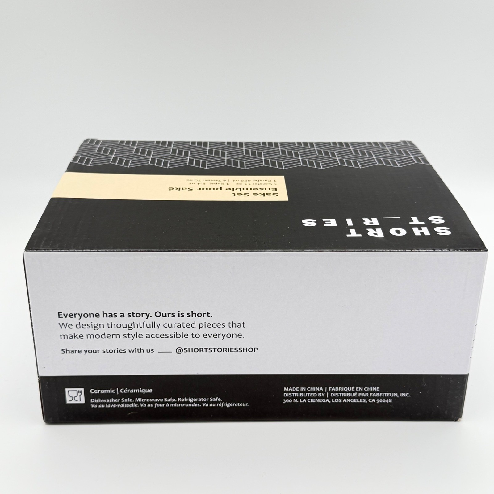 Short Stories Sake Set Carafe & 4 Cups Ceramic 14oz Modern Geometric