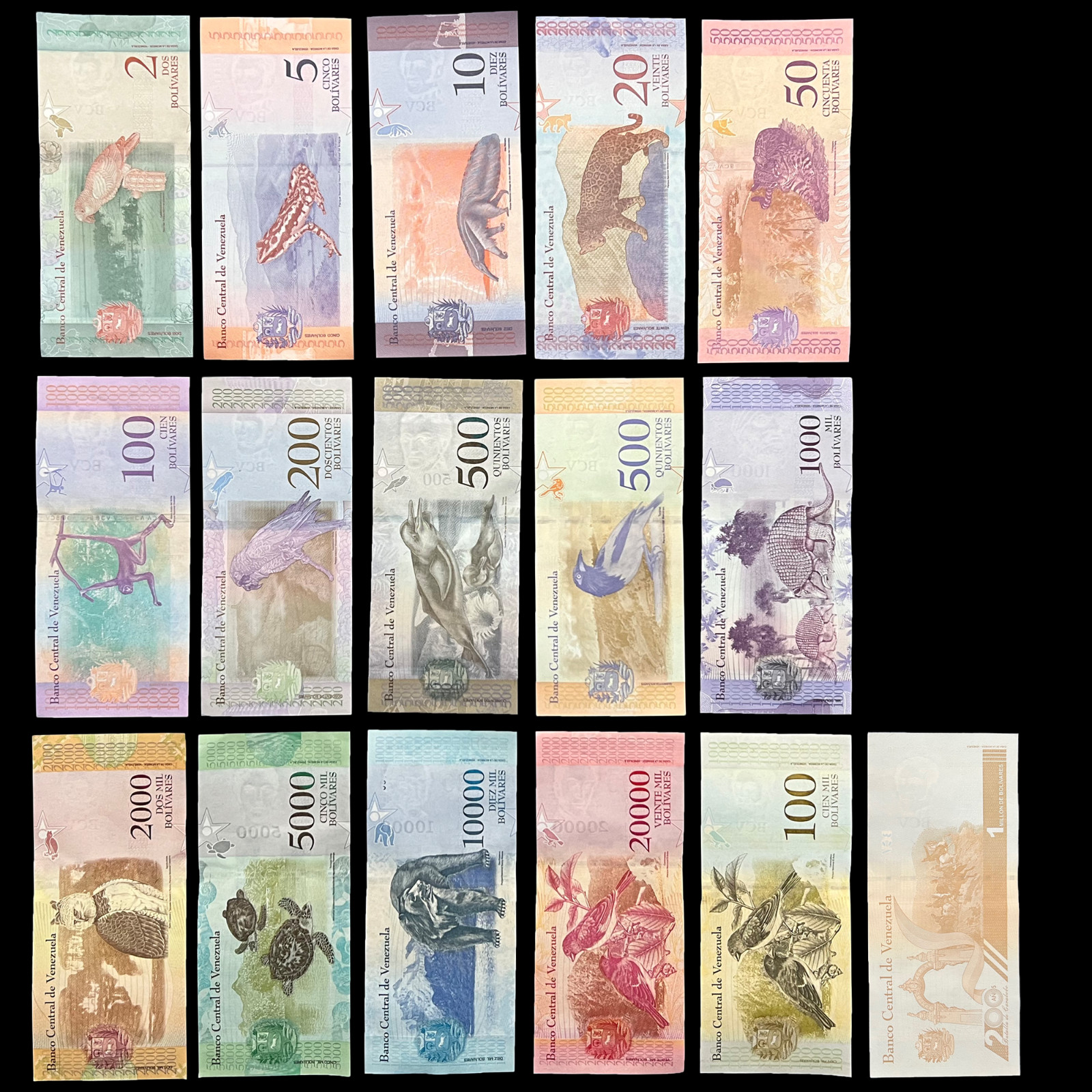 Venezuela 16 Banknotes Lot Set Bolivares Currency Banknote Balivar Paper Money