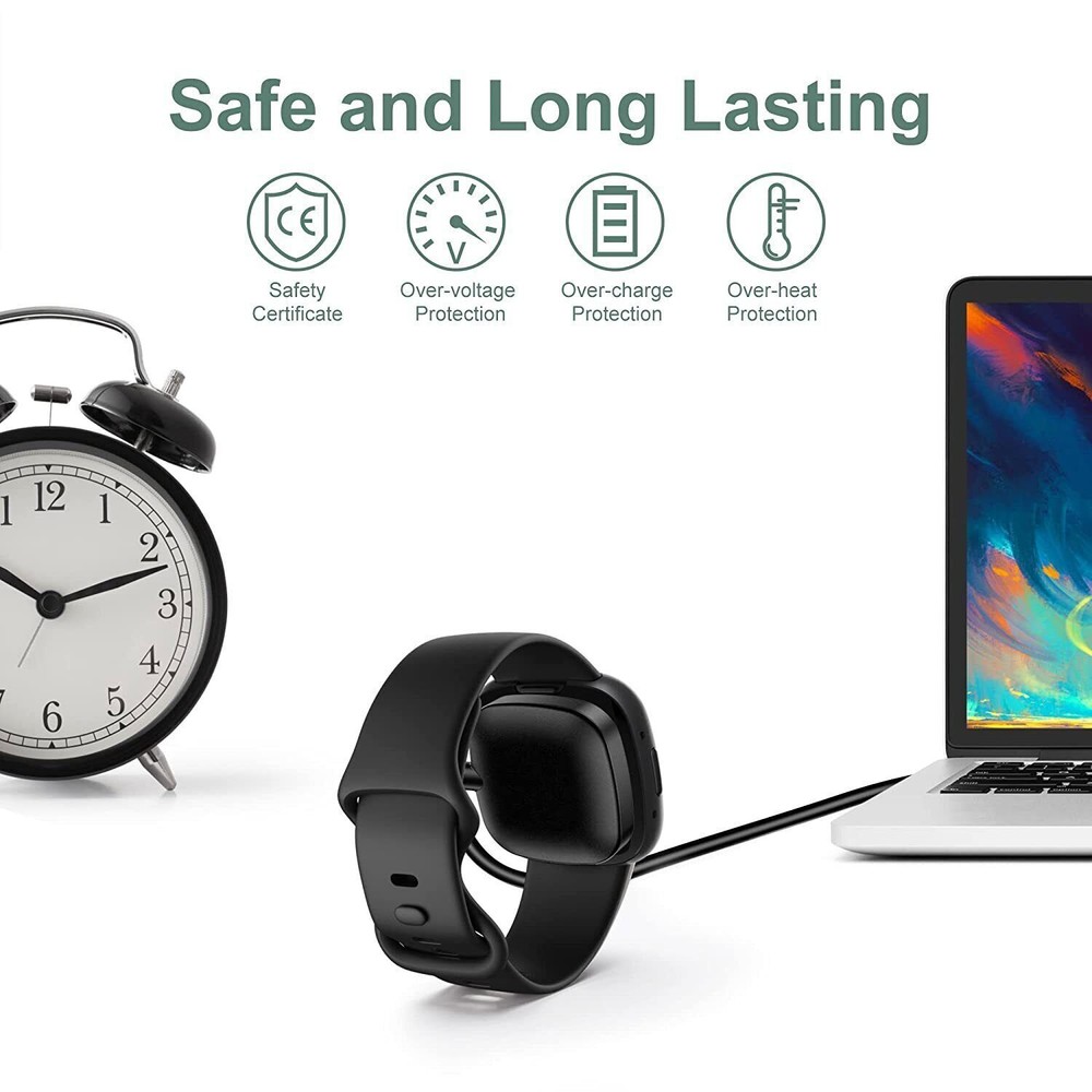 2Pcs Wireless Charger For Fitbit Sense 2 Versa 4 3 USB Charging Dock Fast Cable