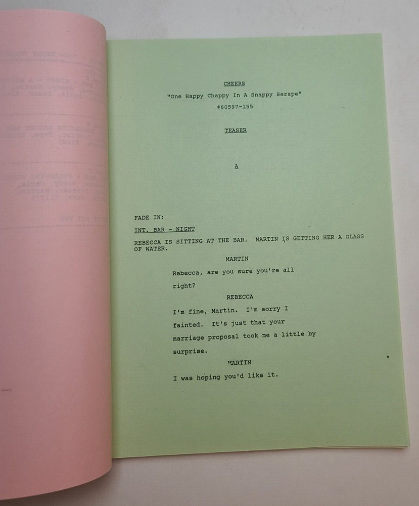 CHEERS / Bill Steinkellner 1988 TV Script, "One Happy Chappy in a Snappy Serape"