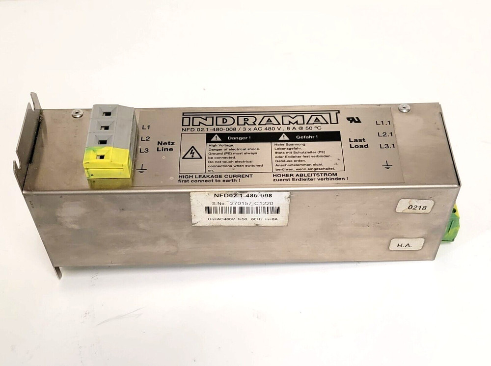 INDRAMAT POWER LINE FILTER NFD 02.1-480-008.