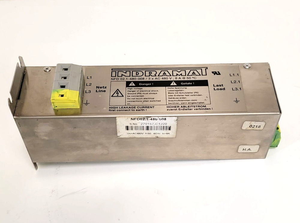 INDRAMAT POWER LINE FILTER NFD 02.1-480-008.