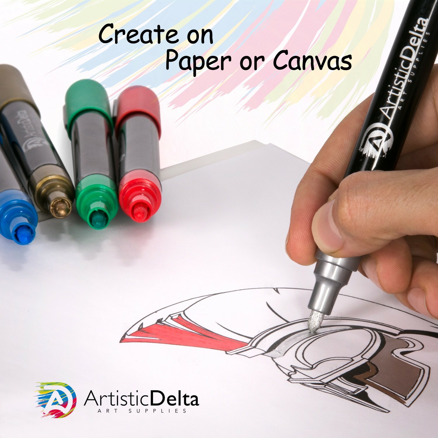 Paint Markers Set of 12 Medium Point Oil-based Art Pens w/Durable Case