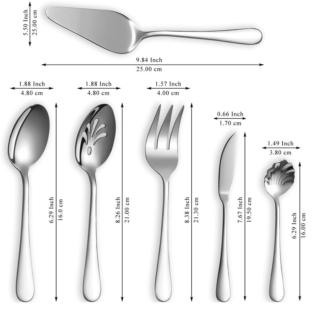 Silverware Serving Set 6 Pieces, Stainless Steel Serving Spoons Set, Flatware...