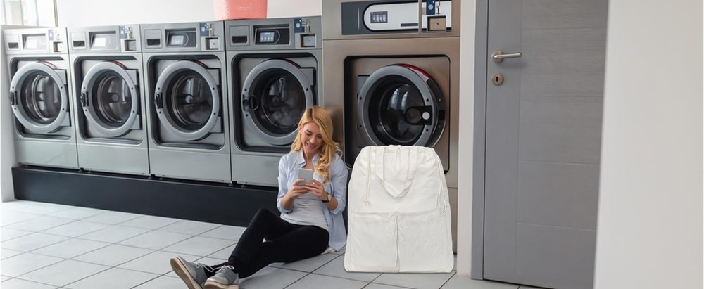 100% Breathable Cotton Canvas Laundry Backpack Bags with Drawstring Closure &...