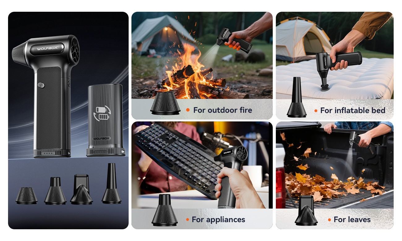 WOLFBOX DF200 Electric Compressed Air Duster with Air Blower Cleaner For PC, Car