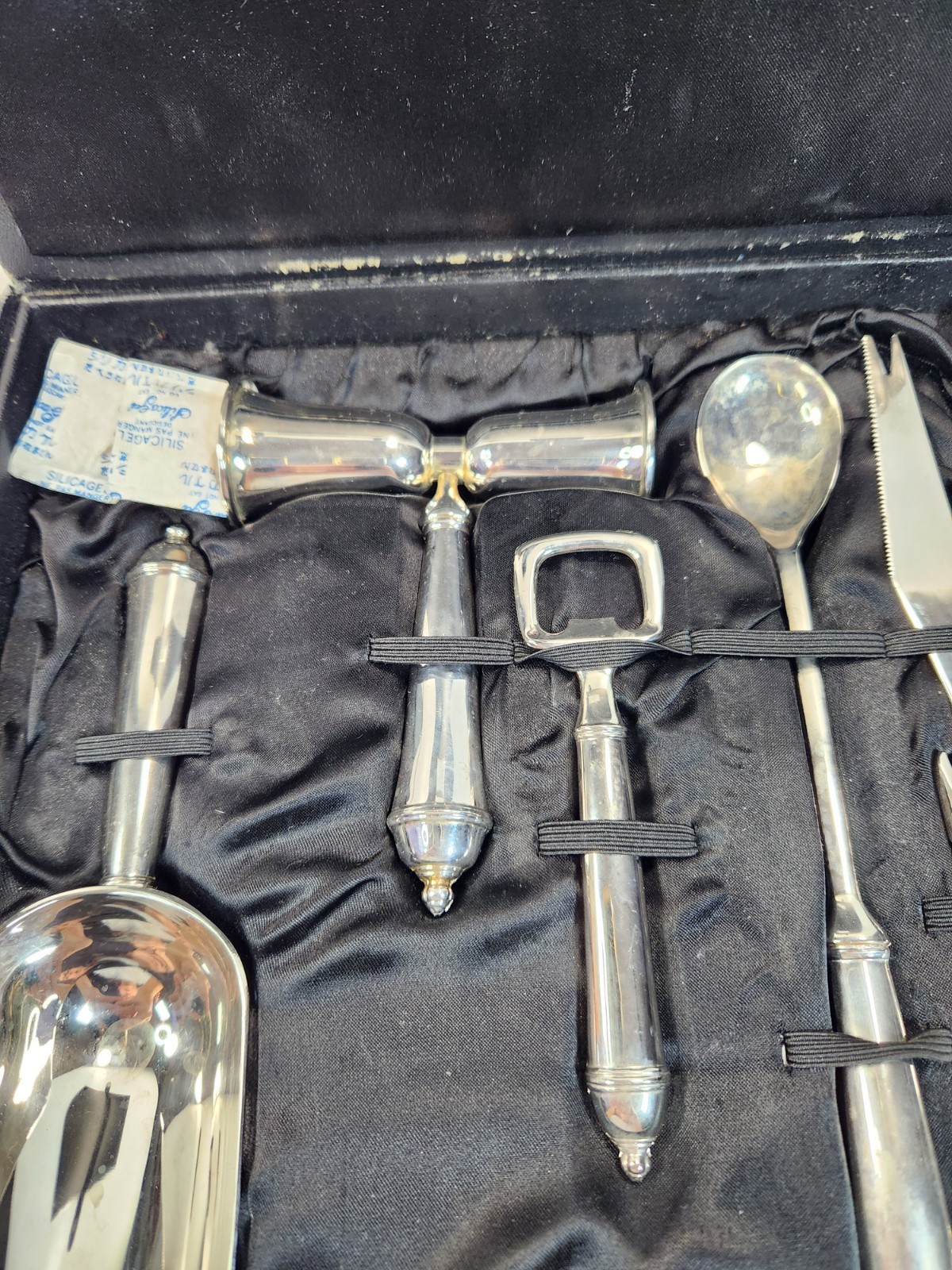 TOWLE SILVER PLATED 5 PC BARTENDER SET WITH BOX BARWARE 1980'S