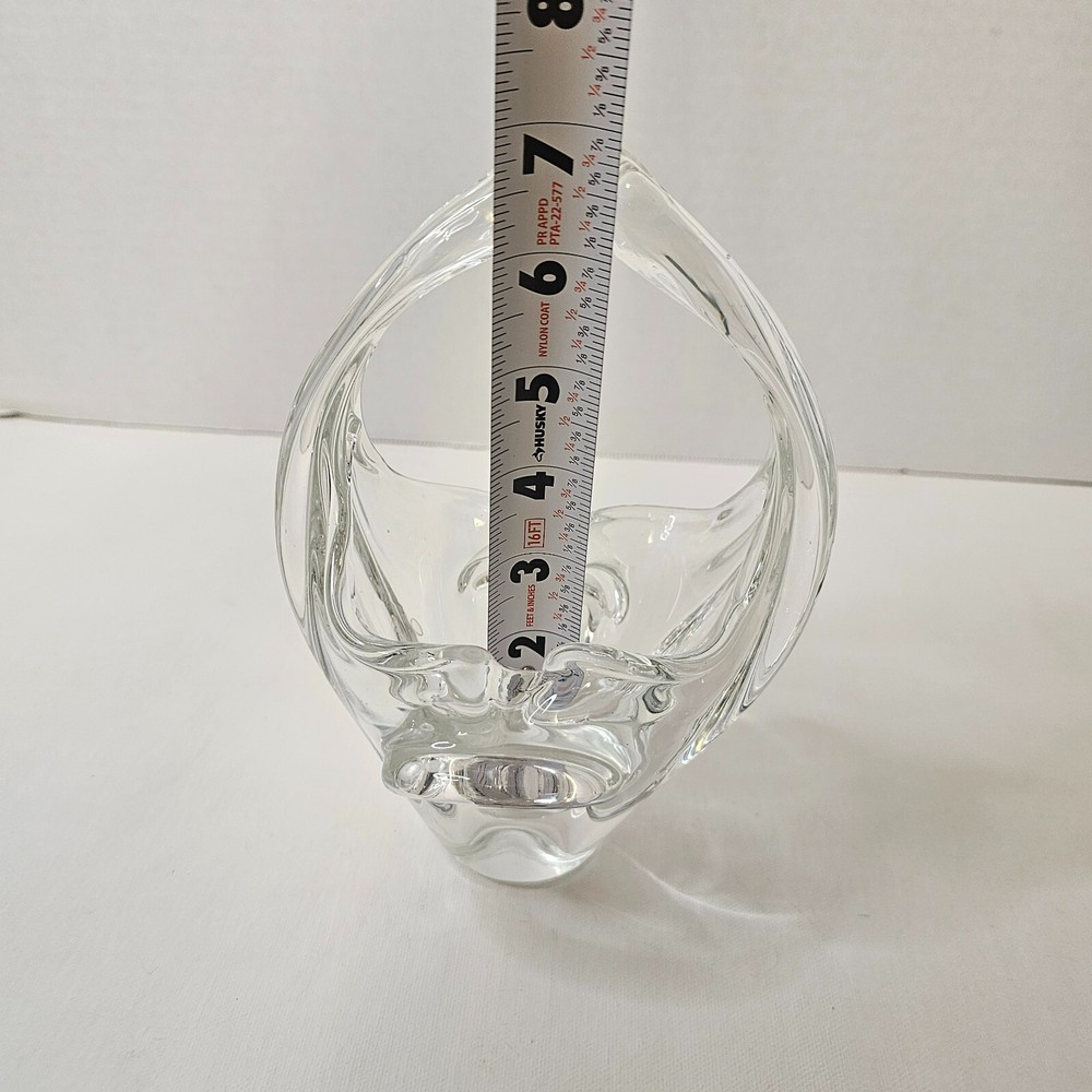 Clear Crystal Basket Split Handled Glass Vase Candy Holder