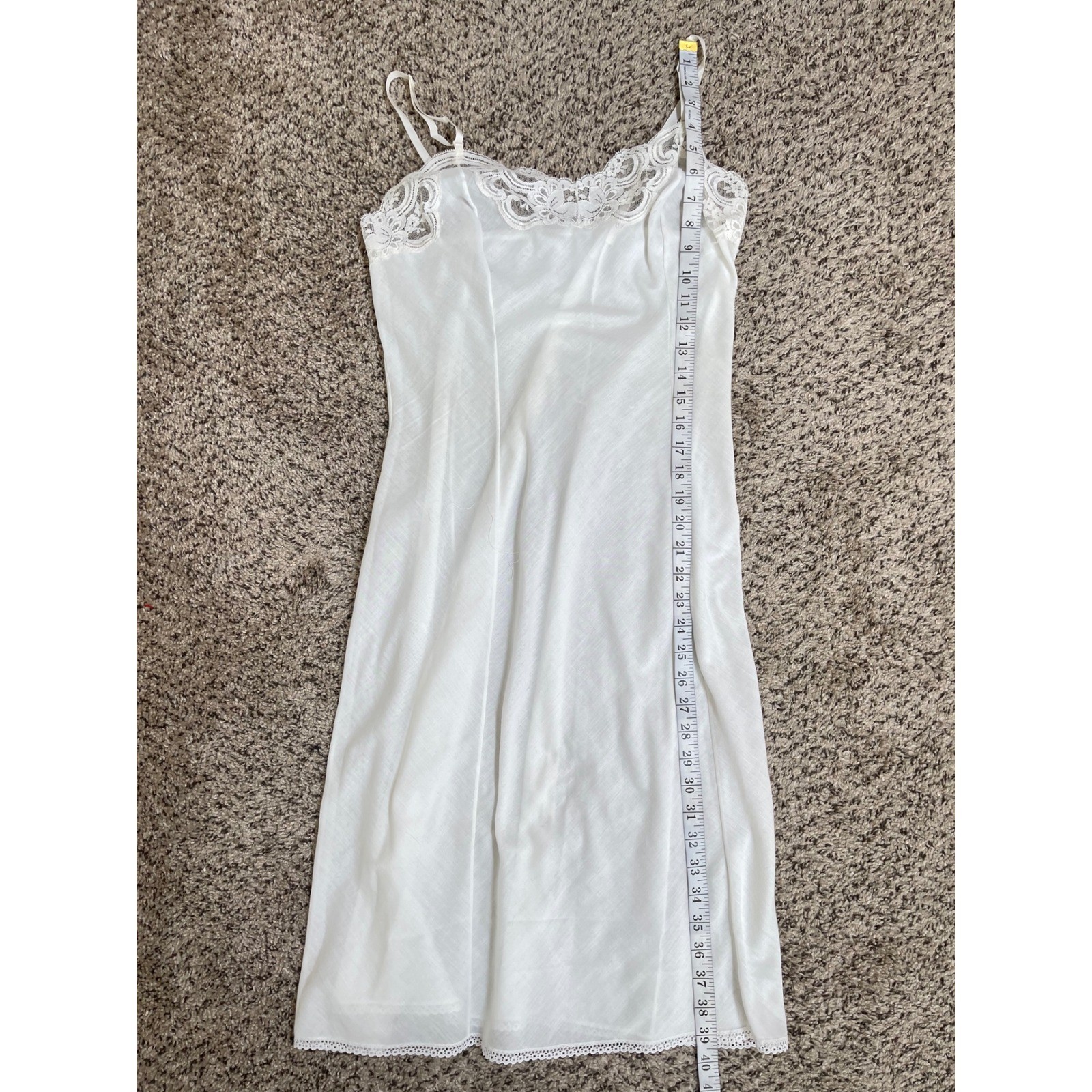 Vitage WONDER MAID White Floral Lace Trim Full Slip Dress 36 Cotton Cottagecore
