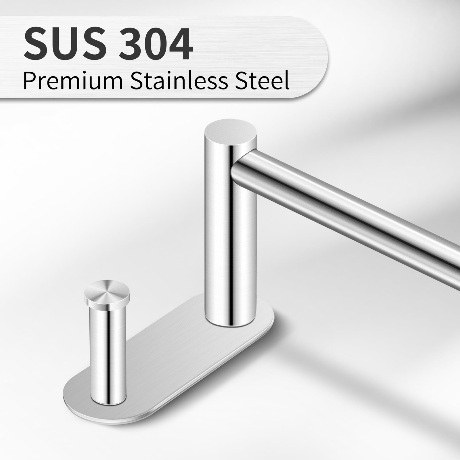 24 Inch Adhesive Towel Bar - Stainless Steel Stick on 24 inch, Brushed Nickel