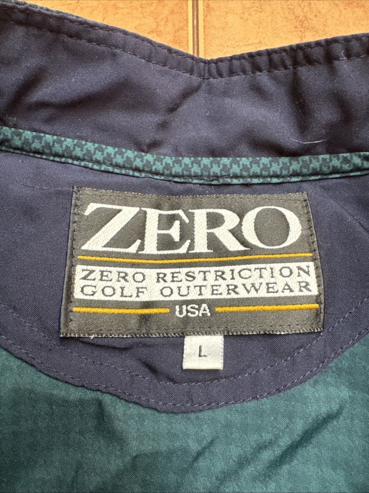 Zero Restriction Mens Sz Large Pullover Outerwear Microfiber Green Houndstooth