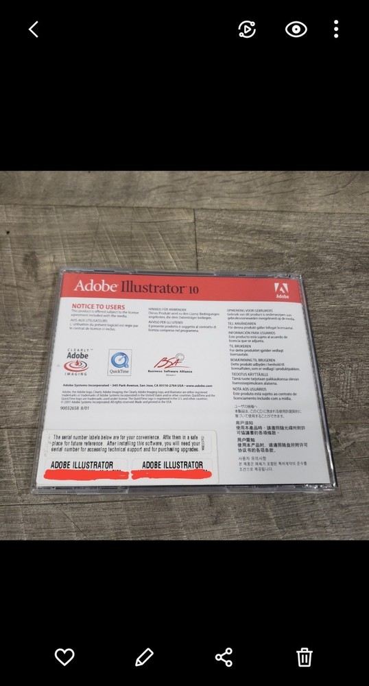 Adobe Illustrator 10 Education Version Mac / Macintosh CD w/ Serial Number