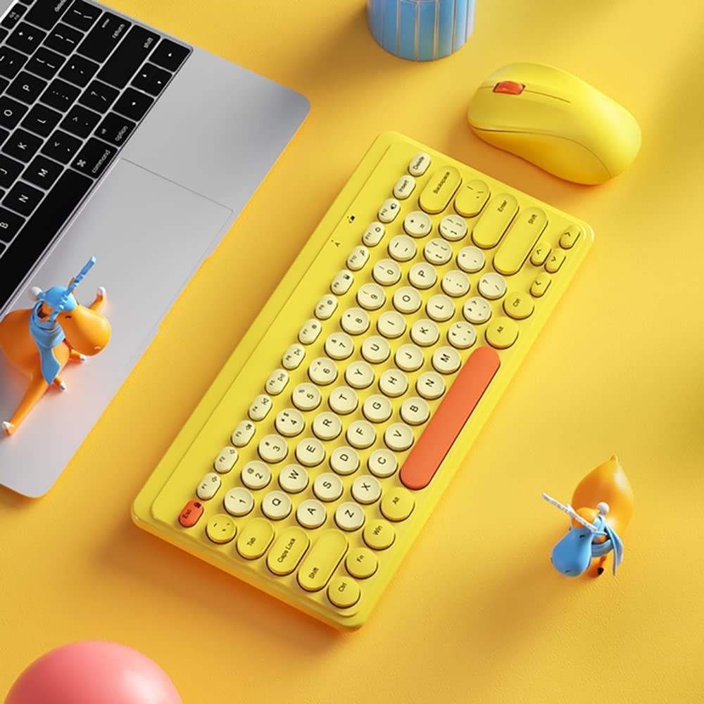 Compact Keyboard MouseCombo,JieruiDeng 79-Key Retro Mini Cute Computer Keyboa...