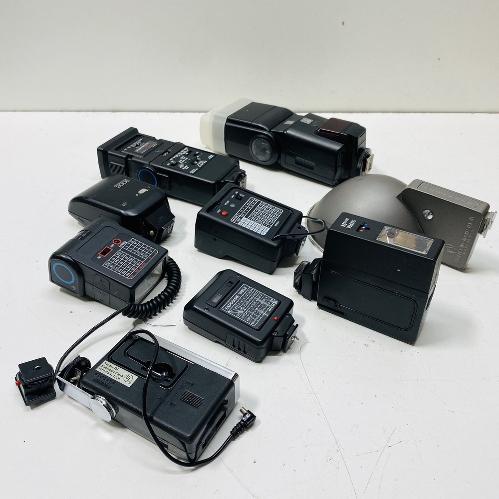Lot of 9 Assorted Camera Flashes