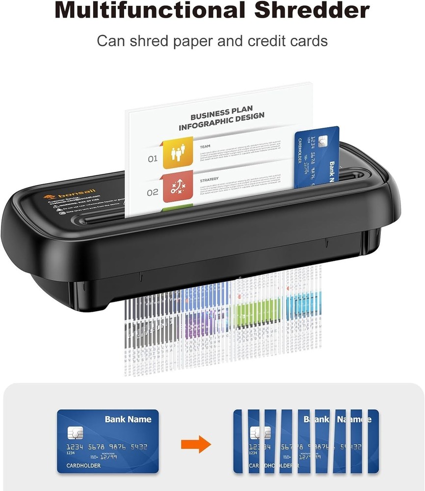 Efficient Home Office 6-Sheet Strip Cut Shredder - Automatic Start, No Basket