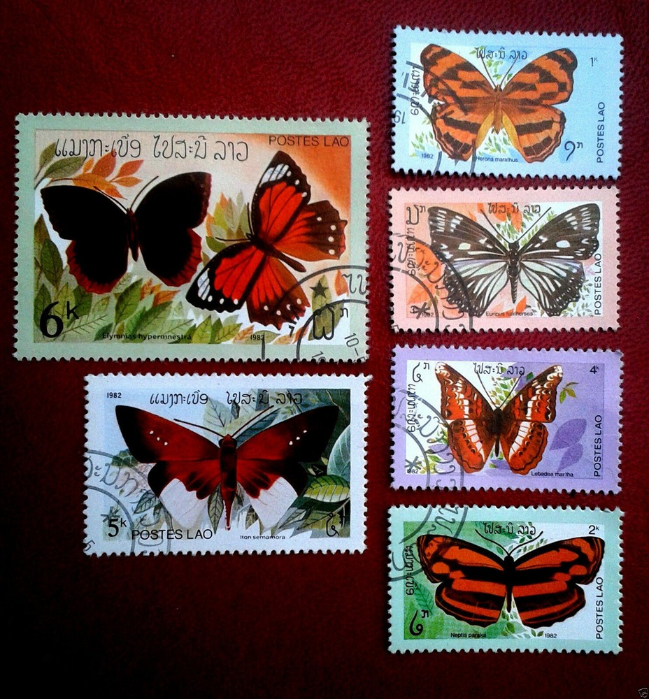 Laos 1982 Butterflies set 6 stamps , CTO