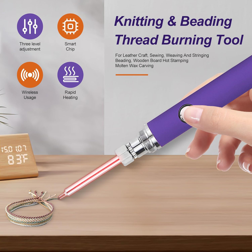 Rechargeable Thread Burner Kit，Knitting & Beading Thread Burning Tool，For Leathe