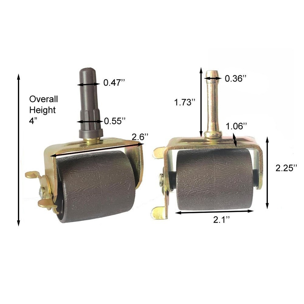 Socket Sleeve Insert Casters for Bed Frames Metal Stem 4 pcs 1400 lbs Load