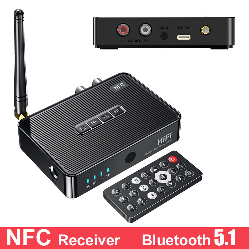 Bluetooth 5.1 Receiver Wireless Audio Adapter Support 6.5MM Home Stereo