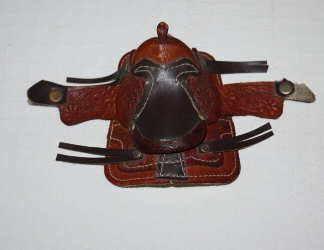 Vtg Miniature Small Tooled Leather Horse Western Saddle