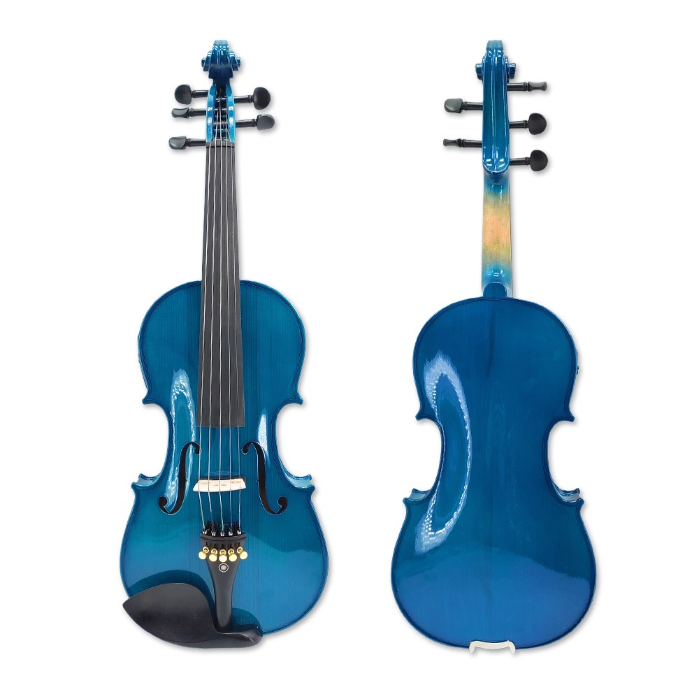 Electric Violin Blue 5 String 4/4 Full Size Maple Spruce Solid Violin Hand Made