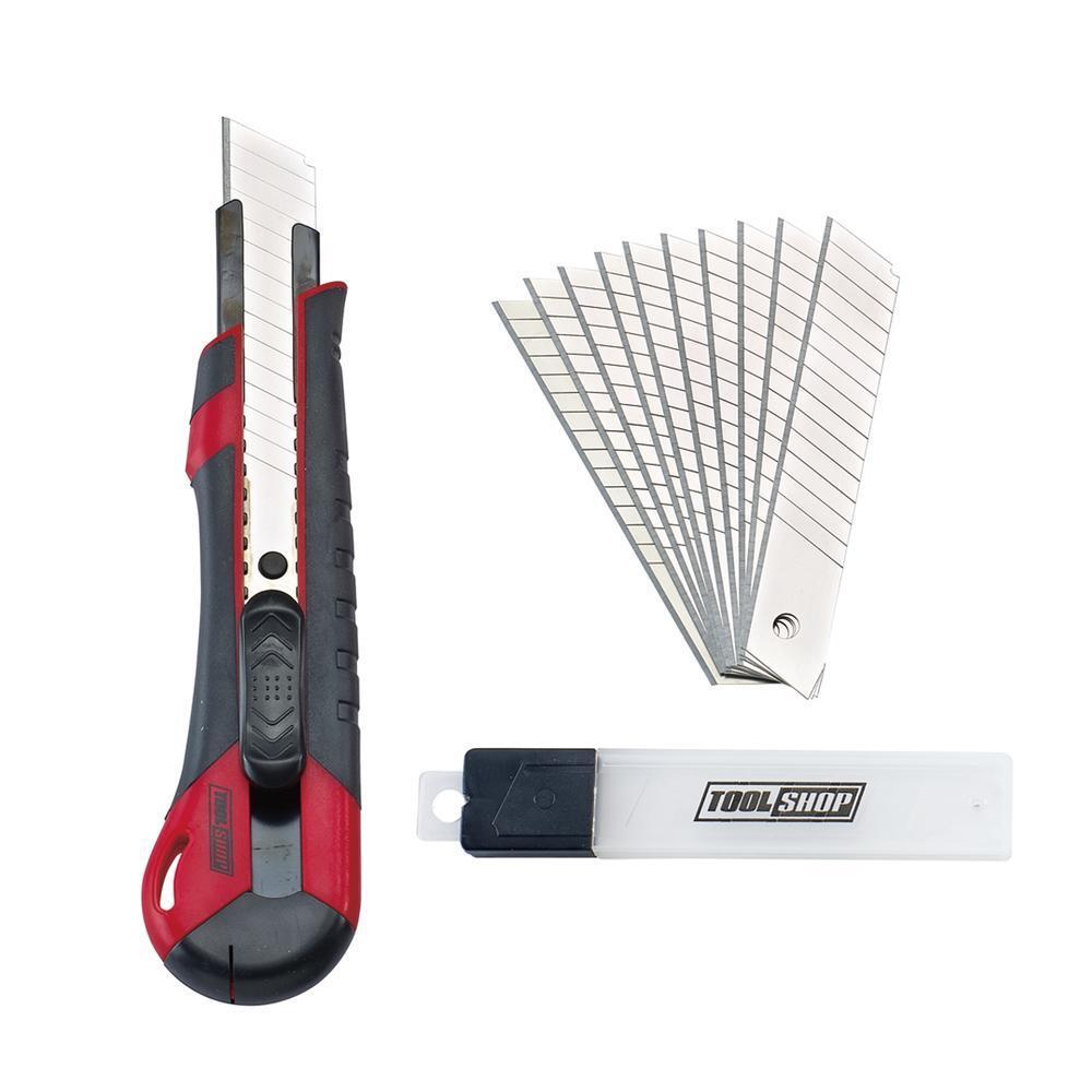 3 Piece Retractable Utility Knife, Snap Off & Scraper Set - Includes 28 Blades