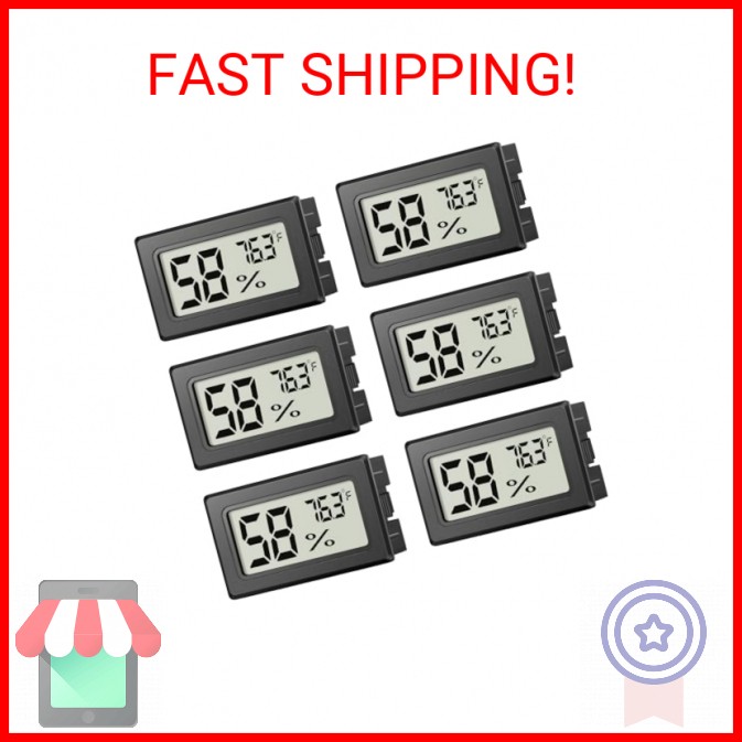 6 Pack Mini Hygrometer Indoor Humidity Meter, Small Digital Thermometer Humidity