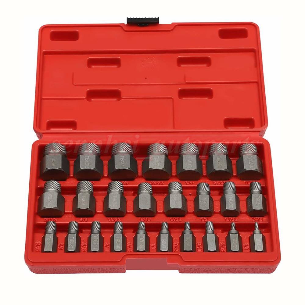 Multi-Spline Screw Extractor Set Hex Head Bit Socket Wrench Bolt Remover 25Pcs