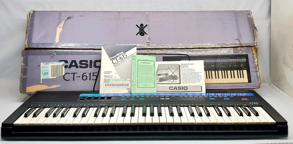 Casio CT-615C Keyboard 🎹🔌 61-Key Electronic Tone Bank w/ Adapter W Box & Paper
