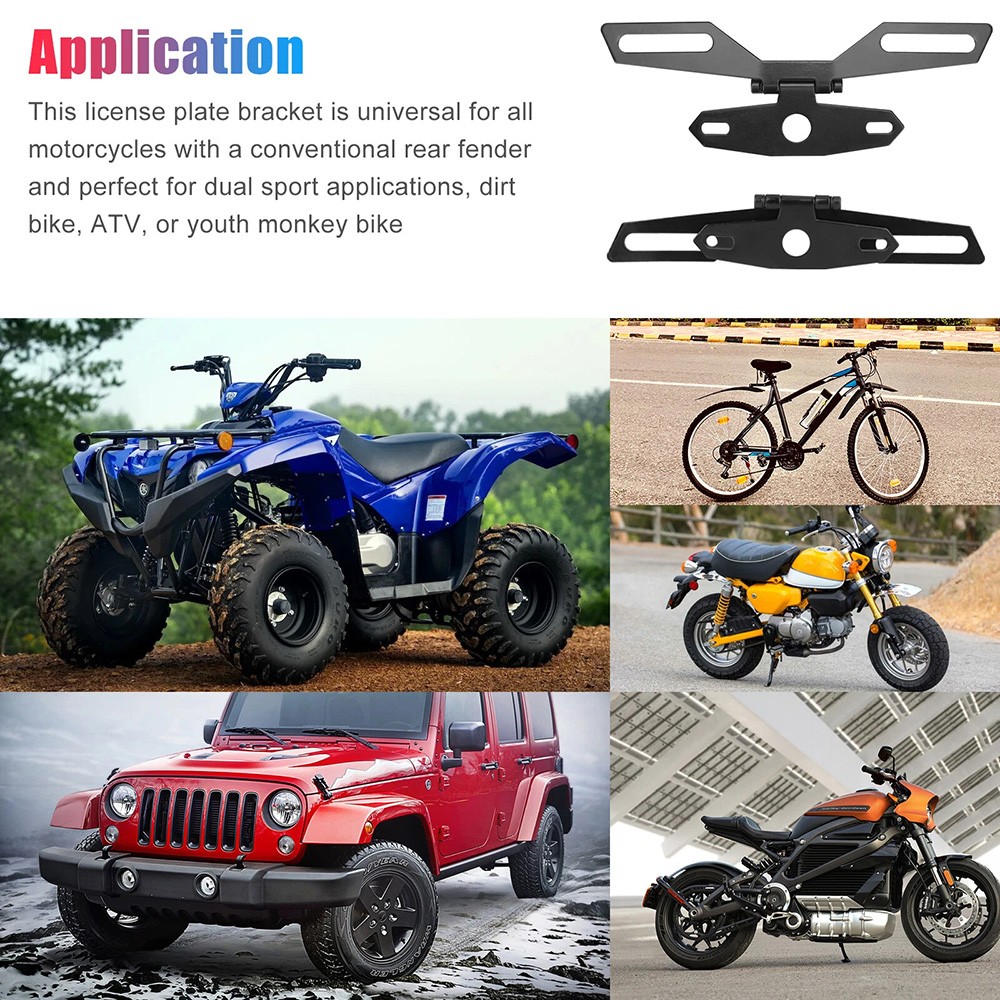 Tail Light Mount Adjustable / Folding Motorcycle License Plate Holder