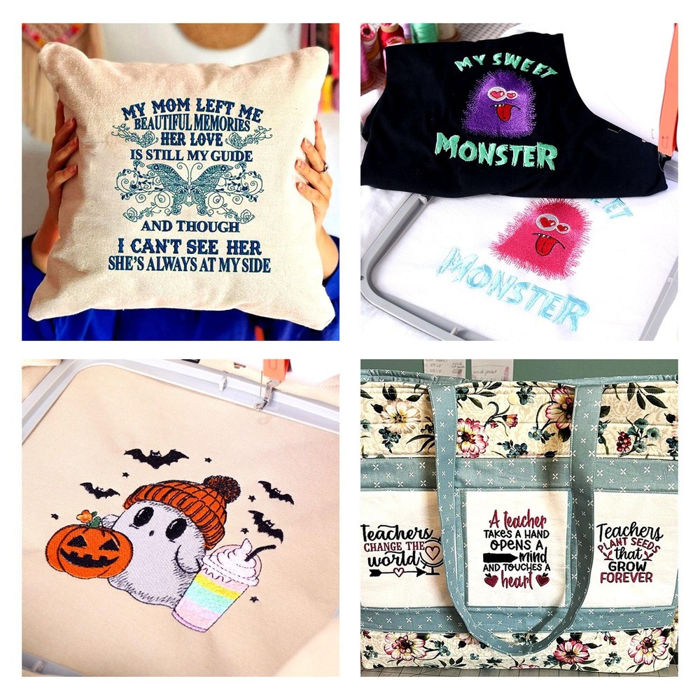 POOLIN EOC06 7.9in x 11in Embroidery Machine & 166 Thread Spool Bundle - Red