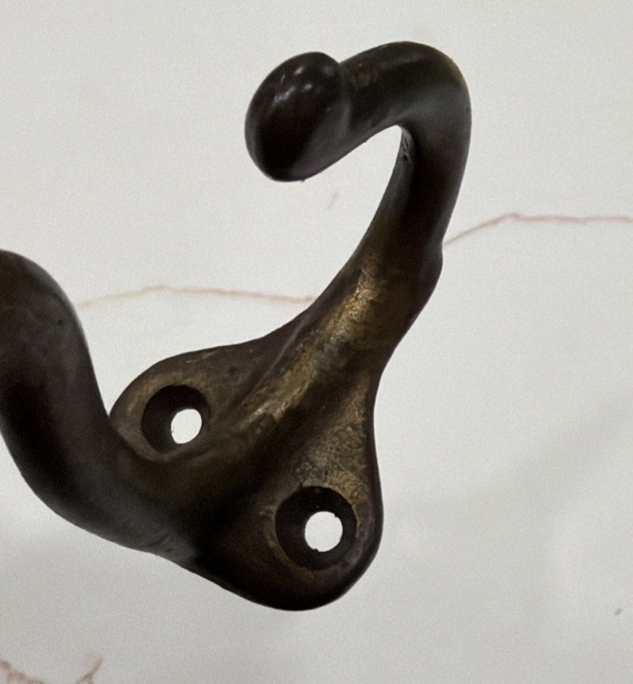 Single Cast Iron Double Hooks Round Tips Coat Hat Salvage Hardware 3”