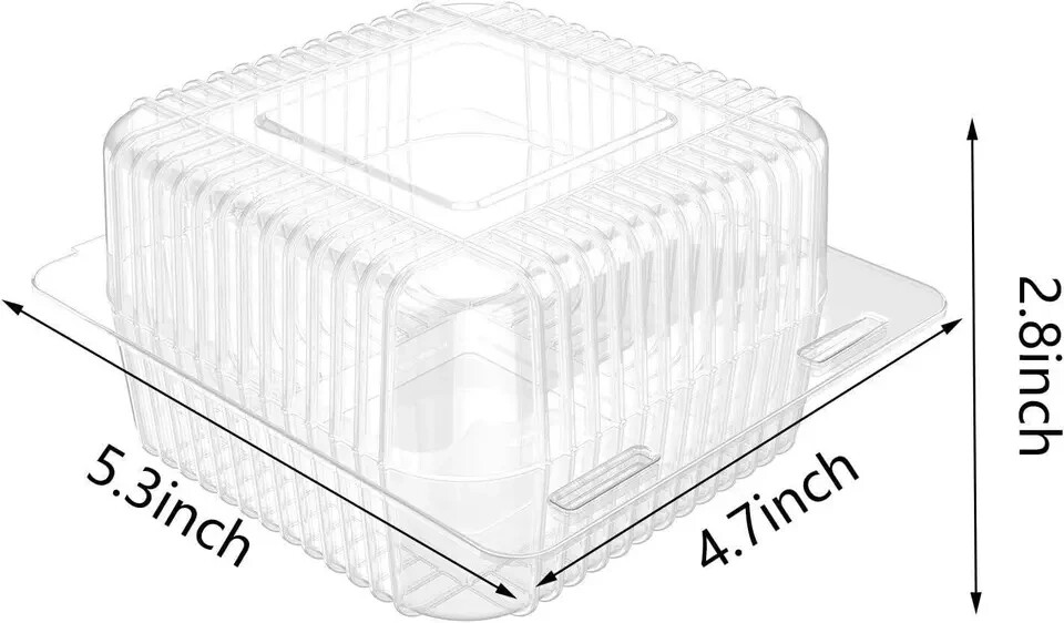 100 Pcs Clear Plastic Hinged Take Out Containers Disposable Clamshell Food Cake