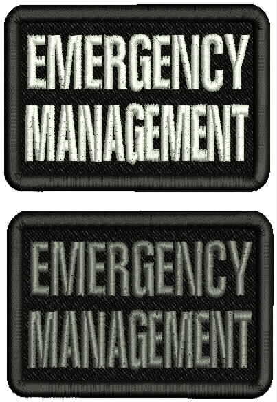 E Management EmbroideryPpatch 2x3. hook on back blk/white & BLK/GR