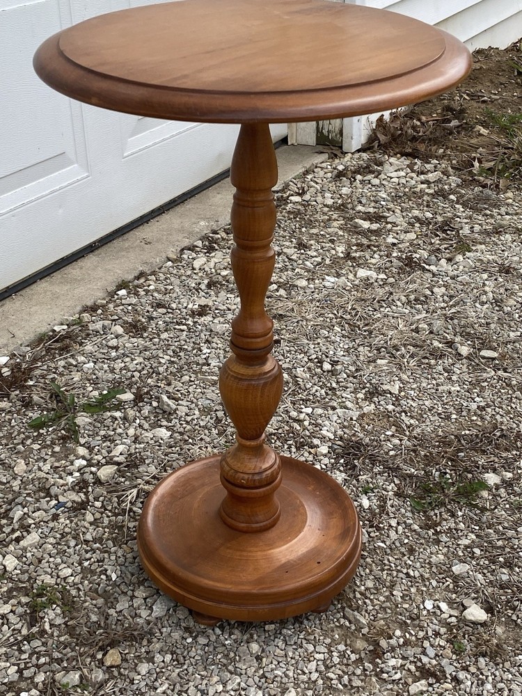 Solid Maple Pedestal Weighted Side Accent Table