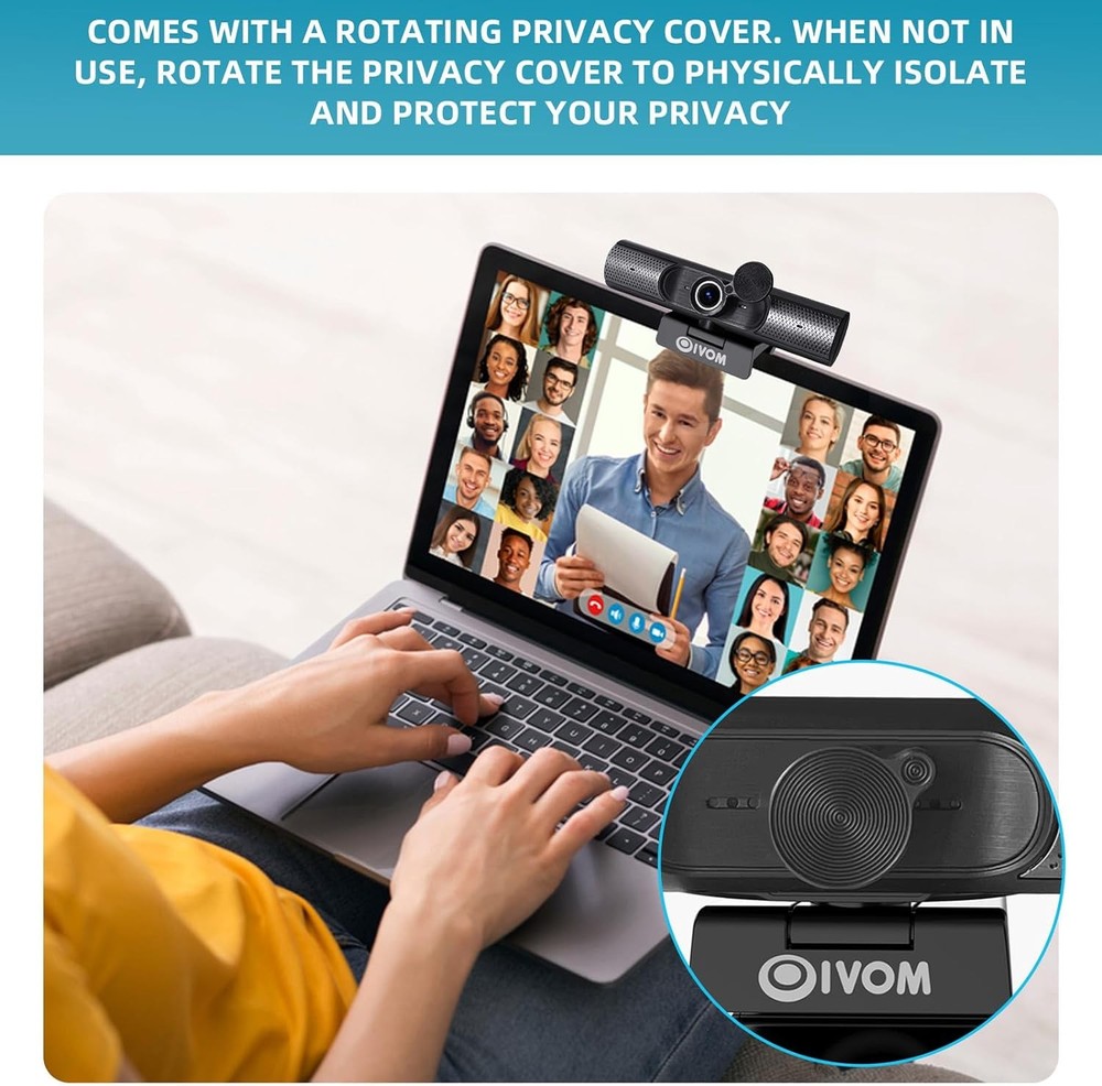 Webcam With Microphone and Speaker, 1080P Web Camera for Desktop Computer...