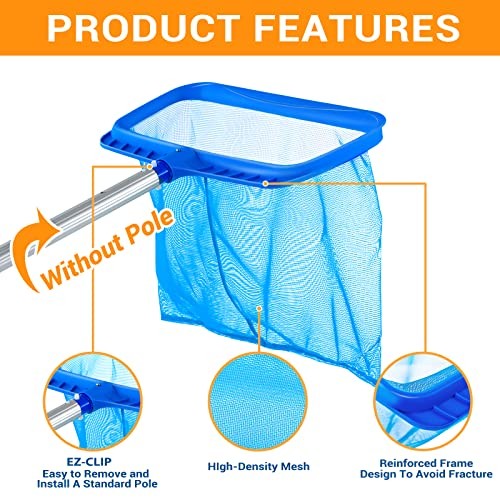 Pool Skimmer - Pool Skimmer Net without Pole, Swimming Pool Leaf Pool Rake-A