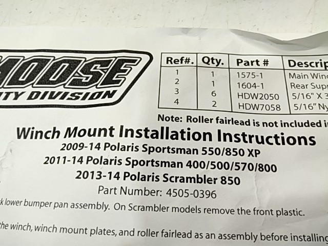 Moose Winch Mount - 2000 MOOSE UTILITY NOS