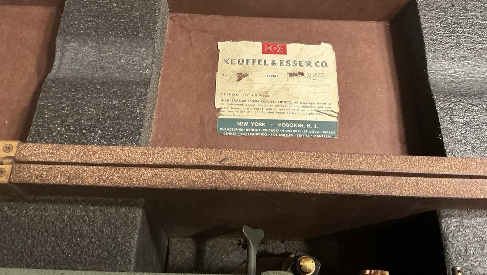 Vintage Keuffel & Esser K&E Dumpy Level - Transit with Wood Case