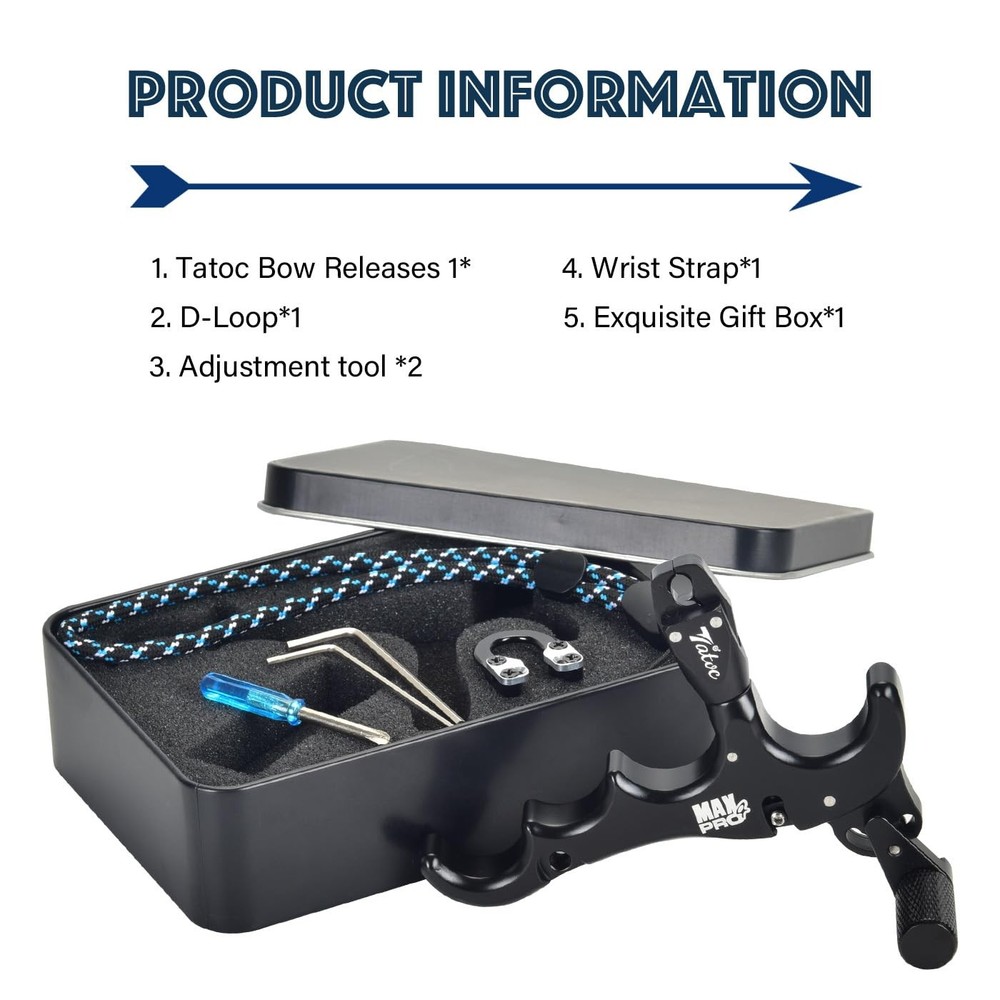 Bow Release Thumb Archery 360° Rotatable Thumb Release for Compound Bow 4 Fin...