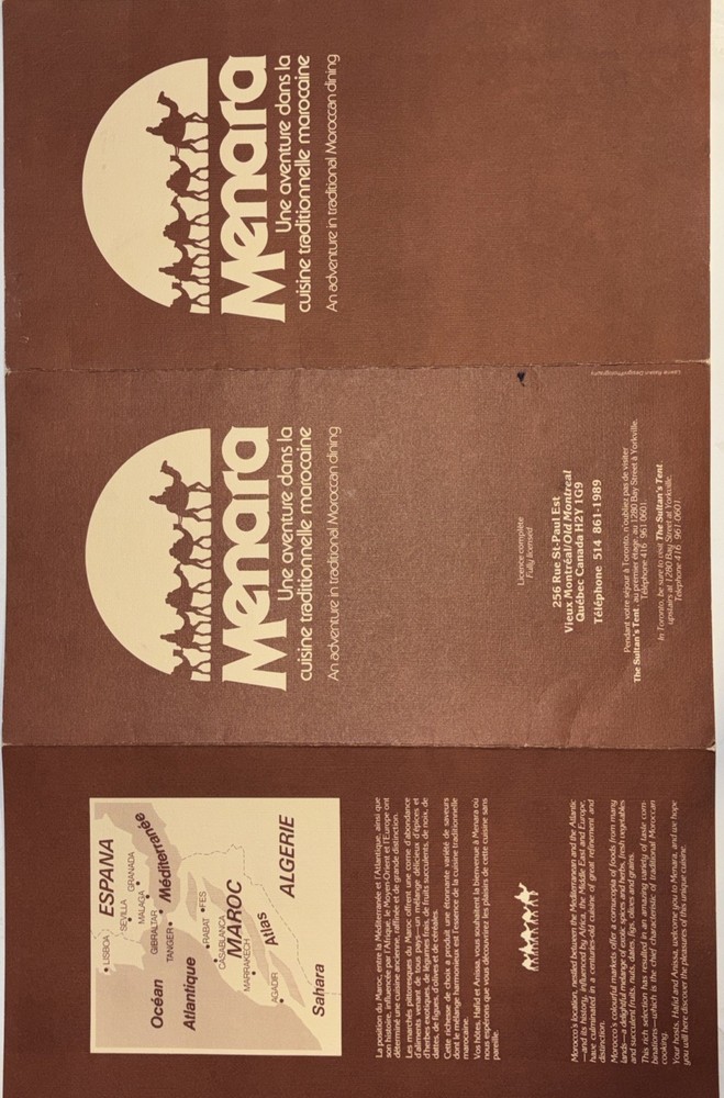 Moroccan Menu From Restaurant In Canada