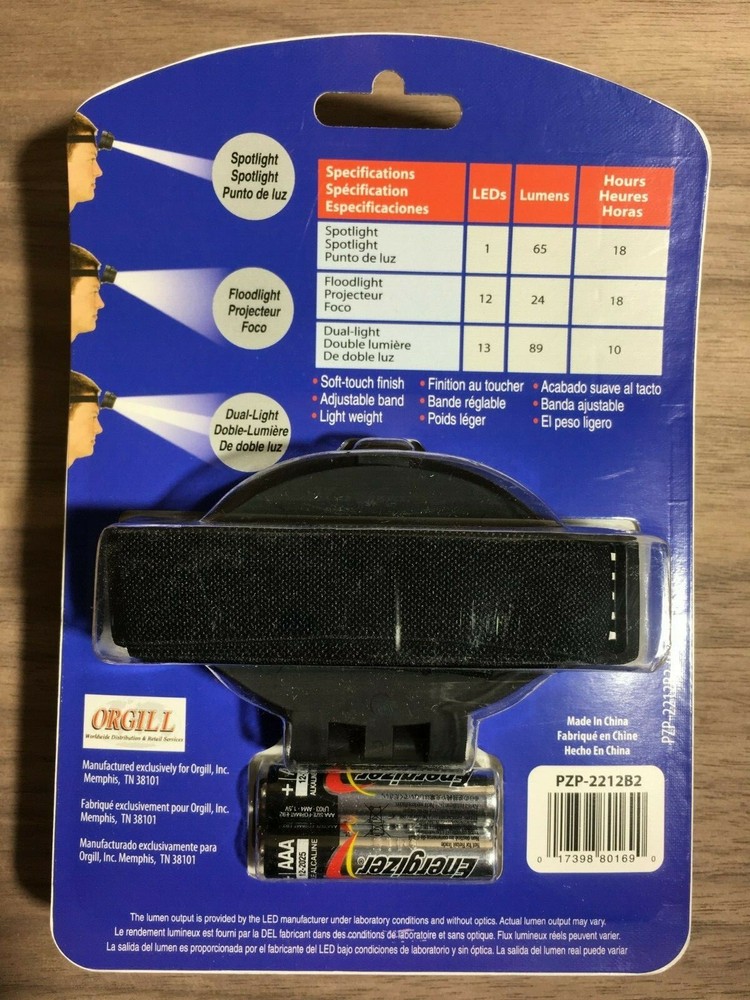 PowerZone - LED Headlamp - 3 Light Mode settings Adjustable Headband